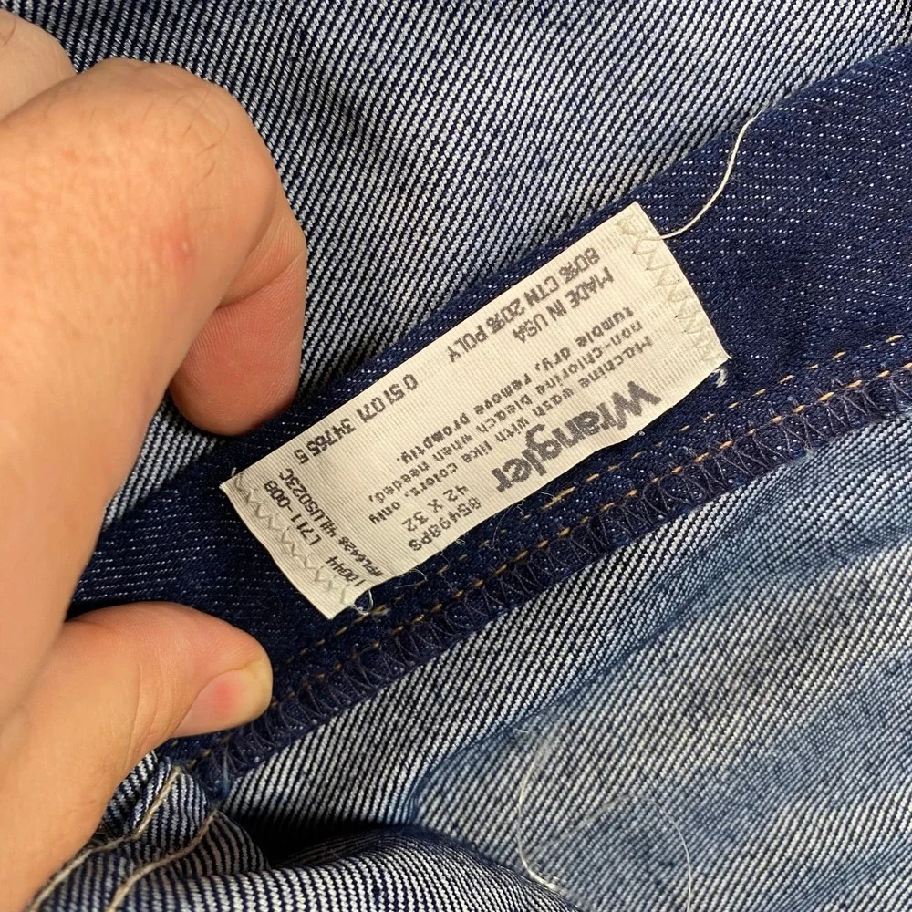 Vintage Wrangler Mens 42x32 Blue Straight‎ Leg Jeans Made in USA High Rise Denim